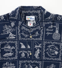 Cargar imagen en el visor de la galería, EDWIN x reyn spooner camisa cuello abierto azul marino