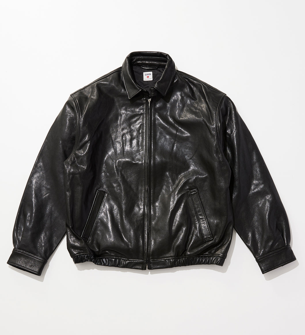 ZIP UP Leather JKT Black